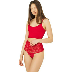 Cottonhill Γυναικείο Sexy String με Δαντέλα Κόκκινο 6019