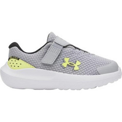 Under Armour Surge 4 AC Παιδικά Αθλητικά Παπούτσια για Τρέξιμο Γκρι Lime 3027105-011