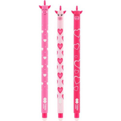Happy Pink Unicorn Ears Στυλό Gel που Σβήνει 0.5mm Μπλε HA412001PUF-3