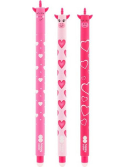 Happy Pink Unicorn Ears Στυλό Gel που Σβήνει 0.5mm Μπλε HA412001PUF-3