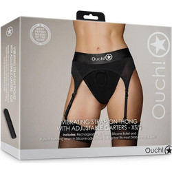Ouch! Thong with Adjustable Garters Εσώρουχο Strap On με Δόνηση Μαύρο