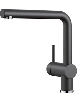 Blanco Linus 142-526149 Μπαταρία Κουζίνας Πάγκου Διπλής Παροχής Ανάμεικτη Μαύρη