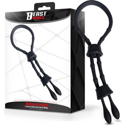 IntoYou Beast Ring Lasso Adjustable Silicone Cock Ring BR-134 Ρυθμιζόμενο Ελαστικό Δαχτυλίδι Πέους & Όρχεων Σιλικόνης Μαύρο