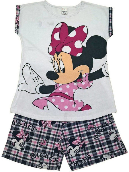 Beboulino Minnie Mouse Παιδική Πιτζάμα Βαμβακερή Καλοκαιρινή Λευκή Μαύρη 801-081