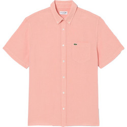 Lacoste Ανδρικό Πουκάμισο Βαμβακερό Κοντομάνικο Κανονική Γραμμή Κοραλί 3CH5699-UI2