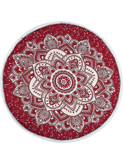 Mandala Στρογγυλή Πετσέτα Θαλάσσης Μπορντό 180cm 817-70101
