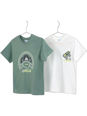Mayoral Σετ Παιδικά T-Shirt Κοντομάνικα Λευκό Πράσινο Mint 26-03063-063