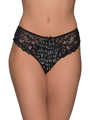 Milena By Paris Γυναικείο Sexy Brazil με Δαντέλα Μαύρο Ασημί 8516