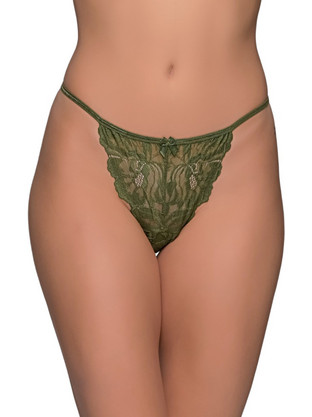 Milena By Paris Γυναικείο Sexy String με Δαντέλα Χακί 7740