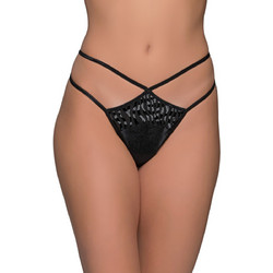 Milena By Paris Γυναικείο Sexy String Μαύρο Ασημί 7727