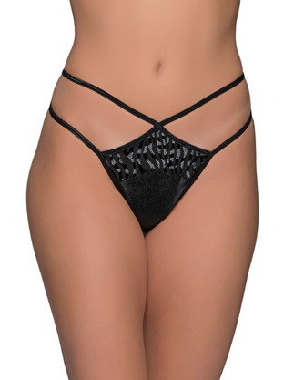 Milena By Paris Γυναικείο Sexy String Μαύρο Ασημί 7727