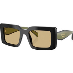 Prada PRD01S 03K10R Γυναικεία Γυαλιά Ηλίου Τετράγωνα Κοκάλινα Μαύρα με Καφέ Φακό