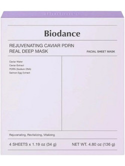 Biodance Rejuvenating Caviar Pdrn Real Deep Sheet Μάσκα Προσώπου για Ενυδάτωση & Λάμψη με Χαβιάρι 4x34gr