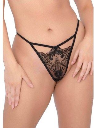 Daring Intimates Very Sexy Embroidered Γυναικείο Sexy String με Δαντέλα Μαύρο
