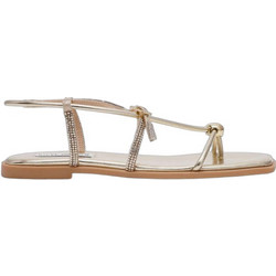 Steve Madden Δερμάτινα Γυναικεία Σανδάλια με Στρας Χρυσά 11005456