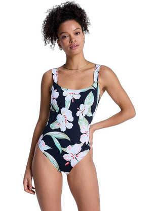 Roxy Ολόσωμο Μαγιό Floral Μαύρο Λευκό ERJX103807-KVJ5
