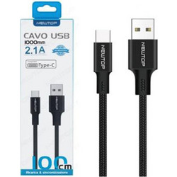 Newtop CU16 Braided USB-A to USB-C 1m Black