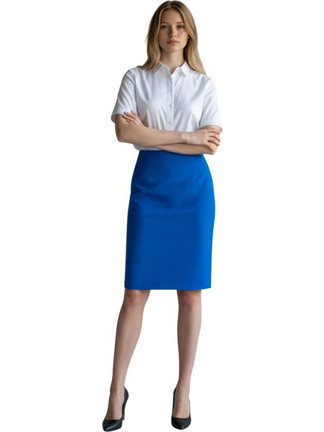 Vagias Μίντι Φούστα Υφασμάτινη Ψηλόμεση Pencil Royal Blue 630-10