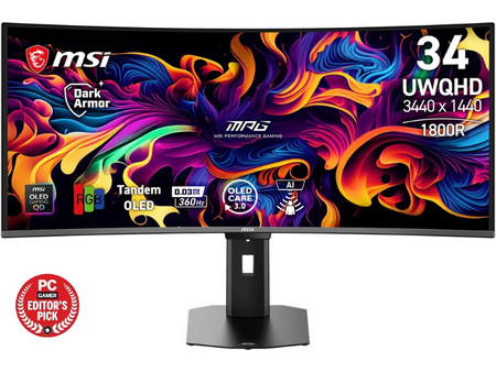 MSI MPG 341CQR X36 Ultrawide QD-OLED HDR Curved Gaming Monitor 34" 3440x1440 QHD 360Hz 0.03ms