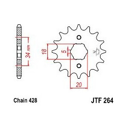 JT Γρανάζι Κίνησης Μπροστά 14T Baja 250 / Cougar 125 / DT 125