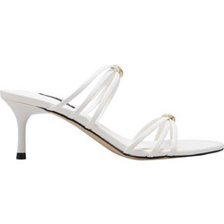 Nine West GRECE3 Γυναικεία Πέδιλα Δερμάτινα Λευκά με Λεπτό Χαμηλό Τακούνι 14-140