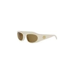 Celine CL40347U 25J Γυναικεία Γυαλιά Ηλίου Ορθογώνια Κοκάλινα Λευκά με Καφέ Φακό