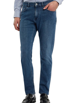 Trussardi Ανδρικό Τζιν Παντελόνι Ελαστικό Relaxed Εφαρμογή Navy Μπλε MJ370D41-0DL