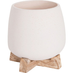 HomeMarkt Frello Γλάστρα Στρογγυλή Fiber Cement Λευκή 14x16cm