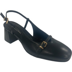 Fardoulis Γόβες Slingback Δερμάτινες με Χοντρό Χαμηλό Τακούνι Μαύρες 537-19A