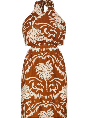 Funky Buddha Mini Καλοκαιρινό Βραδινό Φόρεμα Μεταξωτό Ταμπά FBL013-107-13