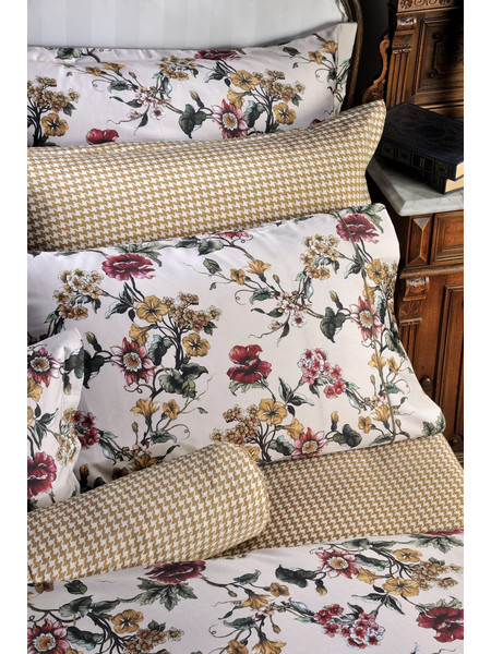 Down Town Home Σετ Σεντόνια Μονά Βαμβακοσατέν 175x280 868 Flower Beige