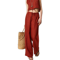 TWINSET Ψηλόμεση Υφασμάτινη Γυναικεία Παντελόνα Loose Εφαρμογή με Λάστιχο Μπορντό 261TT2302-13332