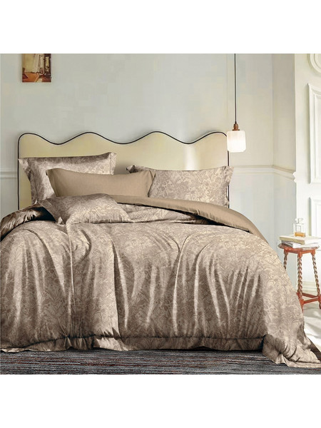 Beauty Home Σετ Σεντόνια Υπέρδιπλα Βαμβακοσατέν με Λάστιχο 165x200+30 Memories Art 12690 Μόκα