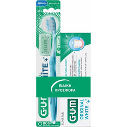 Gum Original White Medium Οδοντόβουρτσα Γαλάζια + Οδοντόκρεμα 75ml