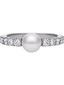 Diamonfire Γυναικείο Δαχτυλίδι Ροζέτα από Ασήμι 925 με Ζιργκόν & Πέρλα 61194311111