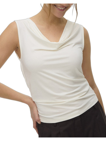 Vero Moda Γυναικείο Καλοκαιρινό Crop Top Εκρού 10344258