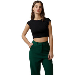 Helmi Γυναικείο Καλοκαιρινό Crop Top Μαύρο 56-03-033