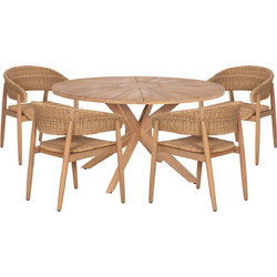 HomeMarkt Corten Σετ Τραπεζαρία Κήπου Μασίφ Ξύλο 5τμχ Καφέ HM10909