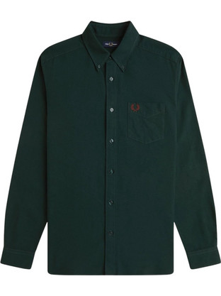 Fred Perry Ανδρικό Πουκάμισο Βαμβακερό Μακρυμάνικο Κανονική Γραμμή Χακί M5516-30A