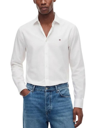 Tommy Hilfiger Ανδρικό Πουκάμισο Βαμβακερό Μακρυμάνικο Κανονική Γραμμή Λευκό MW0MW43749-YBR