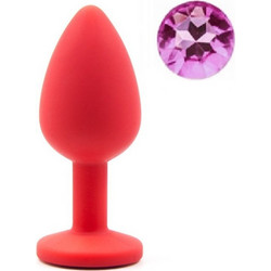 Guilty Toys Gem Medium Πρωκτική Σφήνα Diamond Plug Κόκκινη Ροζ