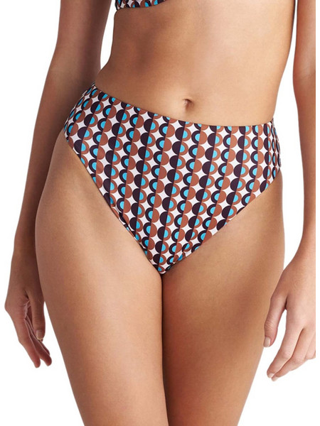 BLU4U Polca Borders Ψηλόμεσο Bikini Slip Καφέ Εκρού 26365469-47