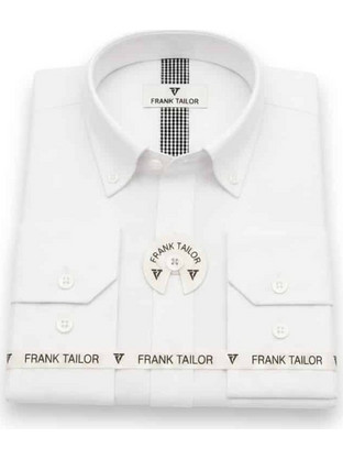 Frank Tailor Ανδρικό Πουκάμισο Βαμβακερό Μακρυμάνικο Κανονική Γραμμή Λευκό FTCS5-WH