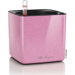 Lechuza Cube Glossy Αυτοποτιζόμενη Γλάστρα Τετράγωνη Πλαστική Ροζ 14x14x14cm 13513