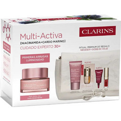 Clarins Multi-Active Day Cream PS 50ml + Night Cream TP 15ml + Eye Contour Cream 3ml + Double Serum Foundation M1W Makeup Base 0.9ml + Lip Comfort