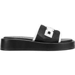 DKNY Δερμάτινες Γυναικείες Παντόφλες Καλοκαιρινές Flatforms Μαύρες K1643577-005