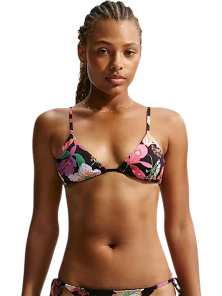 Nike Bikini Top Τριγωνάκι Floral Μαύρο Φούξια NESSG309-001