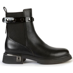 Versace 19V69 Γυναικεία Μποτάκια Chelsea Δερμάτινα Μαύρα με Χοντρό Χαμηλό Τακούνι AMA164-M239VB