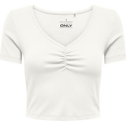Only Γυναικείο Καλοκαιρινό Crop Top Βαμβακερό Λευκό 15365759