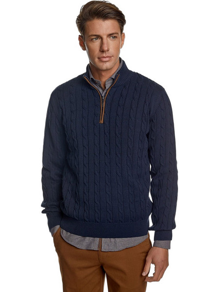 Guy Laroche Ανδρικό Πουλόβερ με Φερμουάρ Navy Μπλε GL2229208